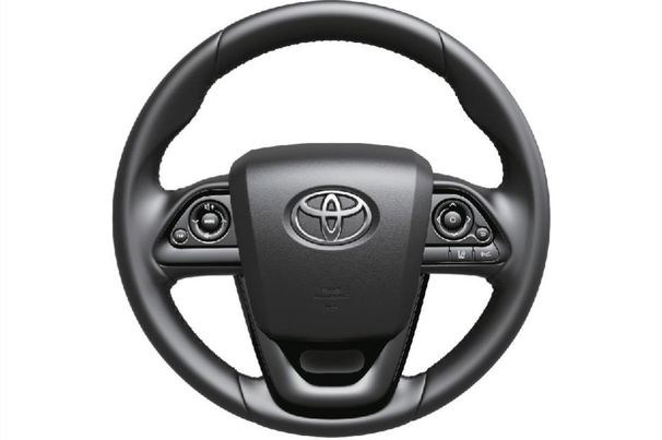 ①本革巻き3本スポークステアリングホイール