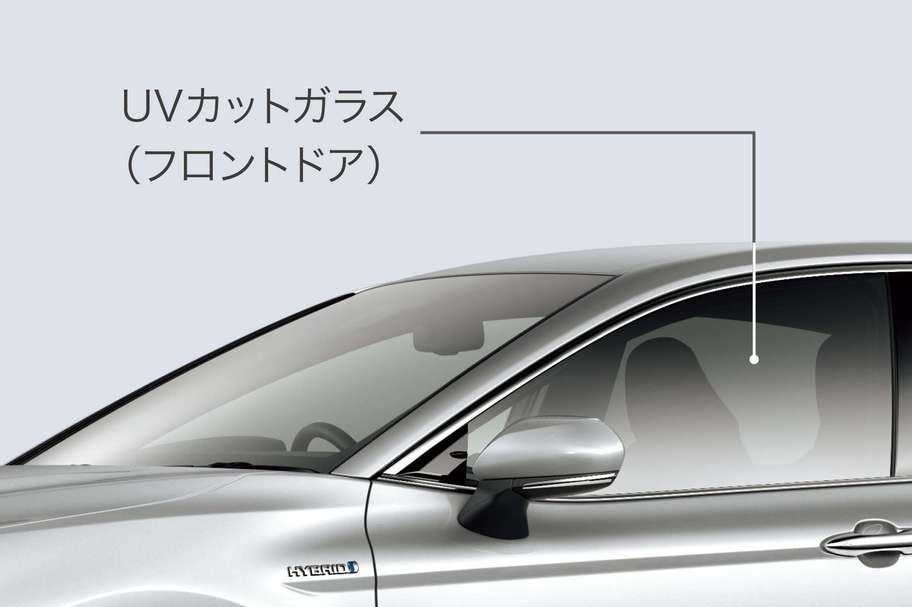 UVカット機能付ウインドシールドグリーンガラス(高遮音性ガラス・トップシェード付)&UVカットフロントドアグリーンガラス(撥水機能付)